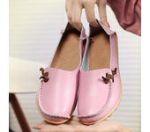 Zapatos de cuero plano para mujer, mocasines suaves, cómodos, de enfermería, de verano