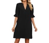Vestido túnica para mujer, vestido corto de verano, elegante blusa, informal, holgado, con mangas medias
