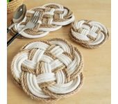 Fashionable circular insulation pad made of cotton and linen material for home, kitchen, cup, plate, dining table, plate, etc