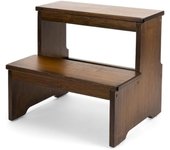 Taburete de bambú de dos escalones para adultos y niños, taburete de cama con parte inferior antideslizante, resistente para cocina, baño, taburete de noche, escaleras de madera, capacidad