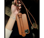 Suitable for iPhone 16 Wrist Strap Leather Phone Case11 12 13 14 15 16 pro max Strap Xsmax Xr Anti Drop Protective Leather Cover