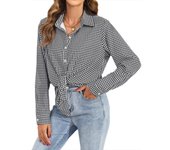 Check Women's Shirt and Blouse Plaid Spring Autumn Female Tops Simple Cheap Stylish Korean Style Cute Elegant High Quality Xl M