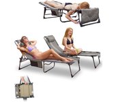 Plegable Exterior, Respaldo Ajustable en 5 Posiciones, Silla de Playa, Cama de Camping con Almohada para Playa Piscina Vacaciones Exterior ¡Disponible en dos versiones diferentes! Elige tu opción a continuación