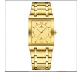 Galvanoplastia business calendar cuarzo impermeable pequeña pepita de oro cuadrado hombre acero correa reloj