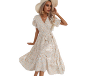 Vestidos casuales de mujer, vestidos de verano, pequeños vestidos florales con escote en V