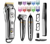HATTEKER Professional Hair Cutter Kit Barber Shop Strong Power Hair Clipper Rechargeable Beard Trimmer IPX7 3 pieces suit