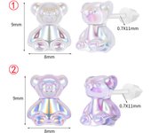 ZS 1-3 Pair/lot Colorful Acrylic Stud Earring Cute Bear Goldfish Heart Earrings Clear Ear Cartilage Helix Conch Piercing Jewelry