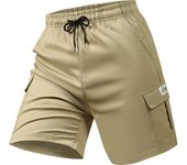 Men Loose Versatile Sports Shorts Summer Comfort Breathable Sports Shorts New Solid Multiple Pockets Fashion Cargo Shorts Men
