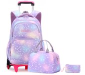 Mochila de nylon impermeable con ruedas, estampado, juego de 3, maletas y trolleys, bolsa trolley, estudiante, colegio