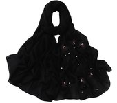 Luxury Beaded Satin Hijab Solid Color Pearl Silk Headscarf Turban Bandana Butterfly Chiffon Scarf Vacation