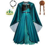 Disfraz de princesa Anna verde para niñas pequeñas, disfraz de Halloween, vestido elegante para fiesta de cumpleaños, vestido de vacaciones carvinal