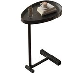 C Shaped Side Table Small Egg Oval Shaped Sofa End Coffee Table That Slide Under for Living Room Black