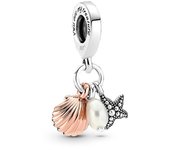 925 Sterling Silver 2024 Summer New Charming Ocean Series 3 in 1 Starfish, Shell Pearl Pendant Beads For Original Bracelet