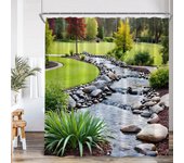 Garden Natural Scenery Shower Curtain Green Vine Flower Foral Plant Landscape Bathroom Decor Modern Polyester Bathtub Curtain