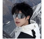 Bicycle riding glasses white frame transparent large frame outdoor sunglasses windproof sand ultraviolet sunglasses