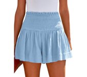 Pantalones cortos para mujeres pantalones cortos plisados de cintura alta de color sólido casual pantalones