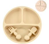 4 unids/set plato de comedor de silicona seguro para bebé, platos sólidos de dibujos animados para niños, juego de vajilla para bebé con cara sonriente, plato Retro para niños