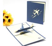 1 PC New 3D Airplane Greeting Cards Pop UP Airplane Creative Decoration Foldable Paper Carving Greeting Card Set Blue Grey Red MH and Retro Airplane Style Model Table Craft Ornament  DIY Folding Card for Invitation Festival Gathering Birthday Gift ZYF