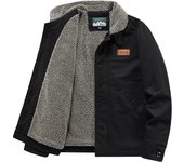 Retro Style Fleece Man Coats New Outdoors Thickening Keep Warm Parkas Winter Leisure Solid Flip Collar Windproof Jackets Man
