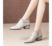 Women's Bowknot Short Boots Pointed Toe Chunky Heel Side Zip Fashion Large Women's Shoes