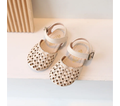 2024 Summer New Children's Toes Capped Sandals Girl's Knitted Hollow Princess Shoes Anti Kick Soft Sole Casual Walking Shoes