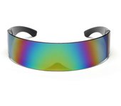 futuristic sunglasses men and women, UV400 mirror lenses, laser lenses for costume party