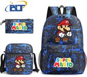 Mario printed student school bag set Children's shoulder bag backpack pencil case 3-piece set