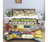 WooHoo Simpson Bedding Set,The Simpsons Duvet Cover,Anime Bart Simpsons Quilt Covers Bedroom for Children Gift