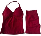 2Pcs Impact Set Women Backless Tank Tops High Waist Scrunch Seamless Shorts Gym Suit Fiess Clothes Activewear Workout Sets