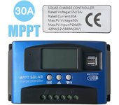 Intelligent Solar Charge Controller - 100A/60A/30A, 12V/24V Adjustable LCD Display, Dual USB Ports, Timer Setting, Auto Parameter Detection for Efficient Solar Panel Charging