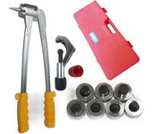 Manual tube expander set for 10-28 mm tubes, with tube cutter, incl. 7 tube expander pliers, tube expander tube