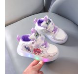 Kids LED Lights Sport Shoes Girls Mid Sneakers Sakura kawaii Girl Running Shoes Children Luminous Anti-Slip Velcro Sneakers