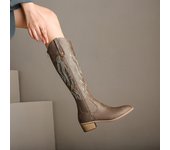 Botas de vaquero occidentales bordadas de tacón grueso vintage botas altas botas largas botas de caballero