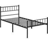 Cama de Metal con Marco de Metal, Cama de Invitados, Individual/Doble, Moderno con somier para Dormitorio, habitación de Invitados, 90 x 190 cm, Color Blanco