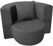 Sofá Futón Plegable Redondo Moderno con Espuma con Memoria y Almohada, Lavable Sofá de Juego para Niños, Gris Oscuro