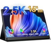 UPERFECT 2.5K Portable Gaming Monitor 16" 2560X1600 QHD 16:10 with HDR FreeSync Type-C HDMI External Screen for PS4 PS5 Switch