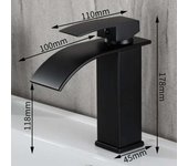 Black Waterfall High Style Stainless Steel Wash Basin Faucet Hot and Cold Mixer Sink Faucets Countertop Installation