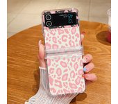 Leopard Print Case For Samsung Galaxy Z Flip 6 5 4 3 5G Hard PC Clear Folding Phone Cover For Samsung Z Flip6 Flip5 Flip4 Flip3