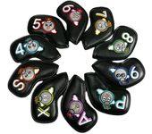 Juego de club de golf, juego de hierro, protector impermeable, cuero Pu oxidado, bordado, 10 piezas por juego