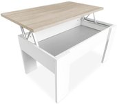 Online, Mesa de Centro Elevable, Mesita de Salón o Comedor, Acabado en Color Blanco con Tapa Cambria, Medidas, 90 cm (Ancho) x 50 cm (Fondo) x 46, 57 cm (Alto), Madera, 90 x 50 x 46, 57 cm