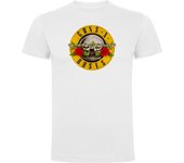 Camiseta Blanca Guns N’ Roses Logotipo Hombre 100% Algodón  Mangas Cortas