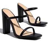 2022 Summer New  Women's High Heels  Foreign Trade Large Size Thick Heel Open Toe Color Heels