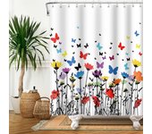 Green Plant Leaf Vines Flowers Shower Print Modern Nordic Minimalist Polyster Home Decor Bathroom Curtain with Hooks