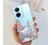 For Vivo V29 Lite 5G Case Global Version Women Fashion Pink Beach Eiffel Tower Pattern Fundas For Vivo V29Lite v 29 Soft Clear