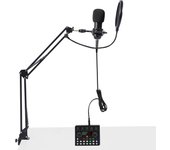 Black Portable High Compatibility Home Studio Mixer Kit Microphone Set Music Podcast Equipment