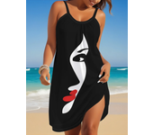 2025 Vestido casual estampado sin mangas de verano para mujer Vestido de verano para vacaciones Ropa de mujer