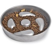 Slow Feeder Dog Bowl Stainless Steel, 2 Cups Metal Dog Food Bowls Anti-Slip, Dog Water Bowl for Small & Medium Sized Dogs,Bloat Stop Pet Bowl for Fast Eaters, Slows Down  Eating