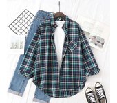 2025 New Fine Loose Casual Women Plaid Fresh College Style Long Sleeve Blouses & Tops Ladies Flannel Checked Shirt Clothes