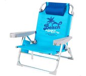 playa plegable y reclinable 5 posiciones, Silla portátil plegable 55x67,5x86cm, Incluye cojín, 1 bolsillo, 1 bolsa con cremallera y topes antivuelco, Sillas de playa