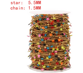 2meters/lot Gold tone Stainless Steel Ball beads Chain with colorful Enamel heart charm pendant for DIy jewelry making